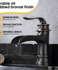 Waterfall Bathroom Faucet Single Handle One Hole Oil Rubbed Bronze Finish Lavatory Faucet With Large Spout Deck Plate Included