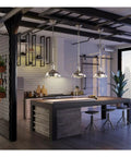 One Light Fresnel Glass Coastal Pendant In Brushed Nickel Finish For Indoor Kitchens And Bars in modern kitchen setting