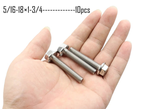 Genuine 304 Stainless Steel Hex Flange Bolts 5 16 By 18 X 1 3 4 Inch Fully Threaded Flanged Hex Head Screws Tough As Nails For Decking Fencing And Machine Assembly Heavy Duty Real Deal 10 Piece Set