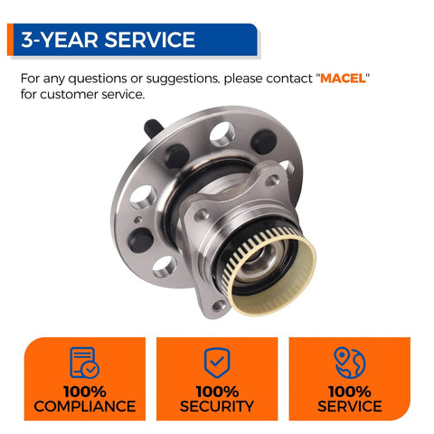 Front view of rear wheel bearing hub assembly replacement fits 2011-2020 Hyundai Azera, 2010-2014 Sonata, 2010-2015 Tucson