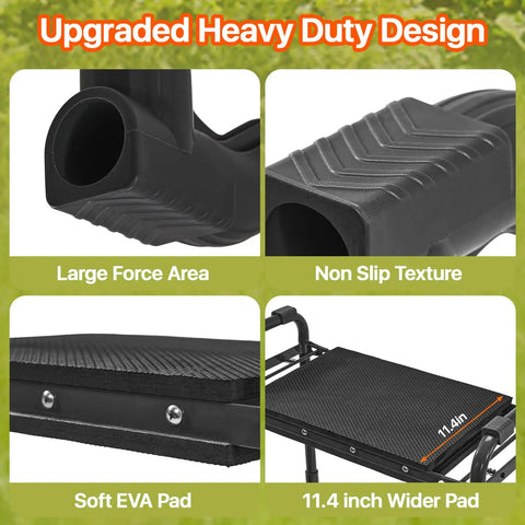 Heavy Duty Garden Kneeler And Seat With Extra Wide 10.2 Inch Kneeling Pad And 1.6 Inch Foam Cushion, Foldable Garden Stool features.