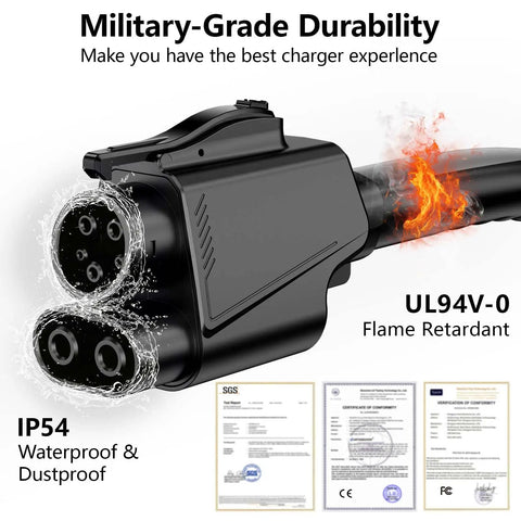 Nacs To Ccs Adapter For Electric Vehicles Providing Zero Stress Plug And Go Supercharger Access With Badass Build Quality And Reliable 500 Amp Dc Fast Charging. Military-grade black charging adapter with waterproof and flame-retardant features.