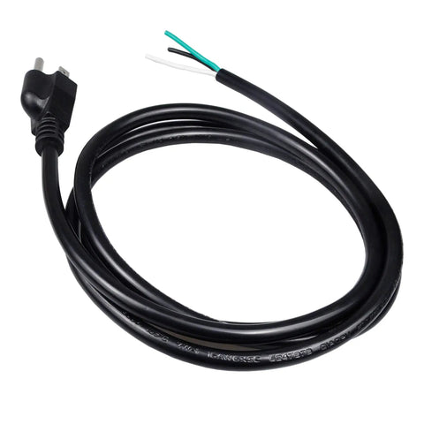 Coiled 6-Foot 18 Gauge 3 Prong Heavy Duty Replacement Power Cord Cable With NEMA 5-15P US Plug, One End Open Wiring Visible