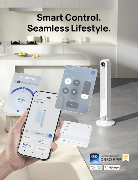 Smart WiFi Bladeless Tower Fan For Bedroom And Living Room And Home Office Floor Standing Oscillating Quiet Cooler With Fast Airflow Beat The Summer Grind And Keep Your Space Ice Cold All Night Long