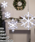 Snowflake Icicle Christmas Lights With 150 LED 9ft Run 10 Drops Twinkling Cool White Waterproof Connectable Up To 3 Sets