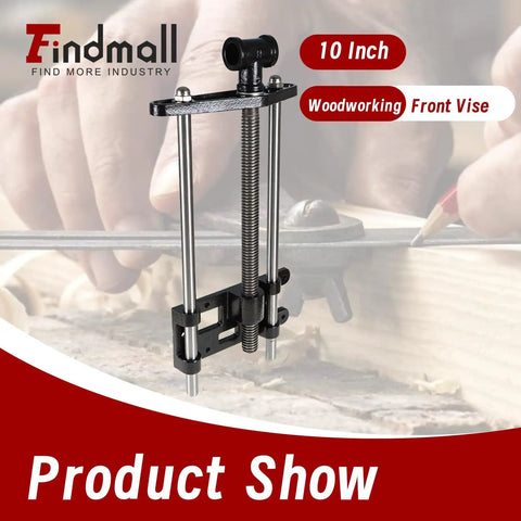 Tough As Nails Ten Inch Woodworking Front Vise Cast Iron Heavy Duty Workbench Mount showing solid metal clamps and screws.