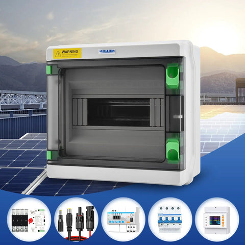 5 Way HA Series Waterproof Power Distribution Box With Bus Bars And DIN Rail For MCBs solar ready outdoor use shown.