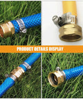 Rock Solid 3 Piece Garden Hose Quick Connect Brass Fittings 3/4 Inch External Threaded Repair Kit For Watering Plants And Flowers With Easy Grip Leaks Proof Setup That Makes Gardening A Total Vibe, brass hose connector on blue hose