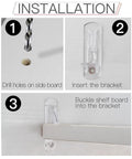 Installation steps for 20 Pcs Clear Plastic Locking Shelf Pins 5mm 3/4 Inch Self Locking Shelf Support Peg Clips with drill and brackets.