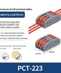 Pro Grade Plug And Play Push In Wire Terminal Blocks One Thousand Piece Electrical Connector Kit for quick splicing, 3 inputs, 3 outputs.
