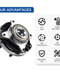 Front Wheel Hub And Bearing Assembly For 2009 2010 Ford F 150 RWD With ABS Six Studs Replacement, features chart displayed