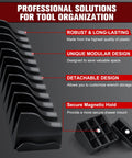 Magnetic Wrench Organizer Set For Toolbox And Drawer Storage 42 Piece Wrench Holder with No Slip Magnetic Base Black Finish