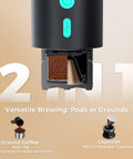 Portable Electric Espresso Machine With 20 Bar Pump, Fast Heat Up On The Go Coffee Maker USB C Rechargeable with coffee pods and grounds