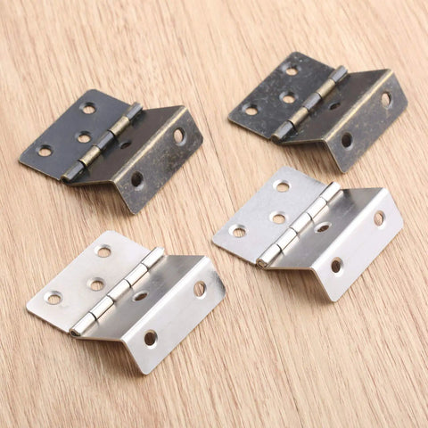 Antique Bronze Three Folding Hardware Hinges Set For Doors Cabinets And Small Chests, 2 Hinges With 12 Screws, Durable Zinc Alloy Box Hinge