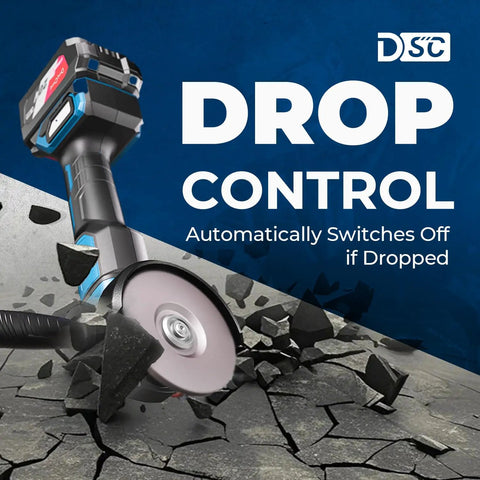 Cordless Angle Grinder 20V Four And A Half Inch 9000 RPM With Variable Speed And Slide Switch Powerful 1000W Brushless Motor DSC Protection breaking concrete
