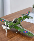 Metal Hurricane Fighter Jet Model Kit With 331 Parts One Thirty Second Scale STEM Building Set for Adults and Kids on desk