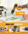 Mini Heat Gun Dual Temperature 600W With 572F And 932F Settings in use for craft project, person holding the tool