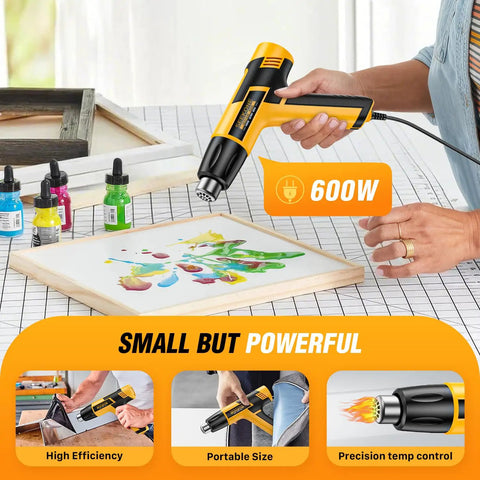 Mini Heat Gun Dual Temperature 600W With 572F And 932F Settings in use for craft project, person holding the tool