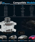 Alternator Generator Replacement For 2012 To 2017 Accent Veloster Rio 16L L4 Engine shown with compatible models list