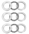 Three 51106 thrust ball bearings in bearing steel, 30x47x11 mm, front view.