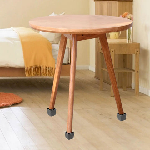 Four Pack Square Furniture Legs For Sofa And Cabinet, Black Metal And Plastic, Easy Install Replacement Feet on round table