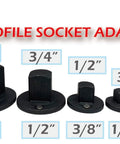 Low Profile Insert Socket Adapter Set For Impact Tools Four Piece Converts One Inch To Three Quarters Inch Display
