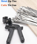 Heavy Duty Stainless Steel Cable Tie Tool Kit with 100 pack 11.8 inch self locking metal zip ties and pro grade tensioner