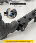 Rolling Caster Kit For Miter Saw Stand DWX726 Heavy Duty Steel Wheels With Brake Lock Swivel Casters showing brake lock stability.