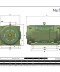 Rock Solid 125Hp Electric Motor General Purpose Three Phase 1800Rpm 575Volt 405T Frame ODP Cast Iron technical diagram with dimensions.