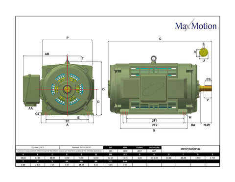 Rock Solid 125Hp Electric Motor General Purpose Three Phase 1800Rpm 575Volt 405T Frame ODP Cast Iron technical diagram with dimensions.