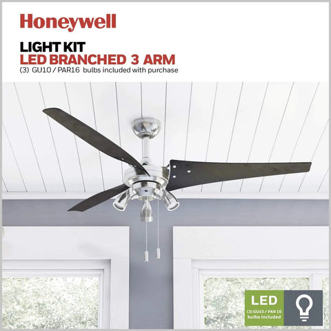 56 Inch Modern Ceiling Fan With LED Light And Pull Chain, Brushed Nickel Finish and High Performance Blades