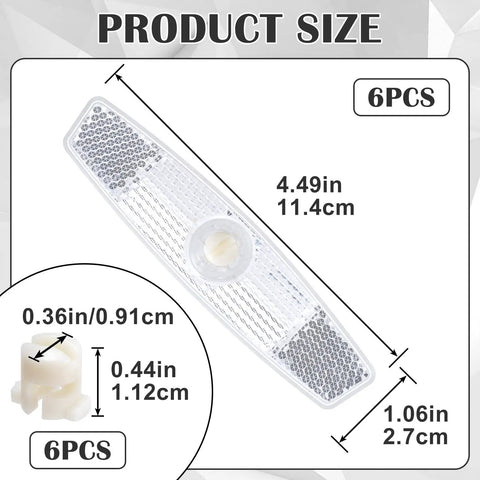 Six Piece Bicycle Spoke Reflectors White Safety Wheel Reflectors Set For Road And Mountain Bikes 4.49x1.06in size