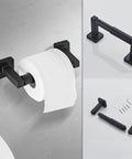 Matte Black 4 Piece Stainless Steel Bathroom Hardware Set Wall Mounted With 16 Inch Hand Towel Bar Towel Ring Robe Hook And Toilet Paper Holder For Modern Durable Corrosion Resistant Bath Accessories
