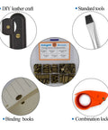 Premium Chicago Screw Assortment Kit Brass Leather Binding Posts Heavy Duty Hardware Fasteners visual in kit for DIY projects.