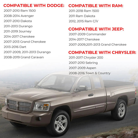 Mid-size truck compatible with Gas Cap Replacement For 2007 2019 Dodge Ram Jeep Chrysler Vehicles E85 Compatible Fits Ram 1500.