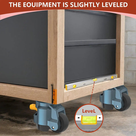 Leveling Casters With Upgraded Ratchet Handle Design 360 Degree Swivel Castor Wheels Adjustable Heavy Duty Casters With Feet For Workbench And Machines Total Capacity 3300 Lbs