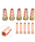 Get Ready For Precision Welding With This Stubby Gas Lens Kit Compatible With WP17 18 26 Torches Plus 10N23S Collet And 17GL116 Parts. Five brass and copper nozzles with five collets.