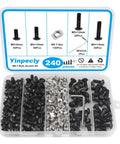 All In One 240Pcs M5 T Nuts And Screws Hardware Kit For 2020 Aluminum Extrusion Hammer Head T Slot Nuts For European Standard Profiles Black Finish Pro Grade Heavy Duty Includes 120 Screws And 120 T Nuts With Wrench in a plastic organizer