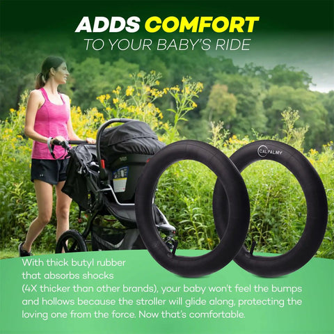 Two Pack 16 Inch Stroller Inner Tubes For 1.75 To 2.125 Wide Tires Ready To Roll Butyl Rubber BPA And Latex Free Replaces Worn Tubes