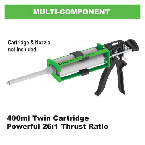 B-Line Manual Epoxy Adhesive Gun for Twin Cartridges 1 to 1 and 2 to 1 Mixes, 400 Series, shown without cartridges