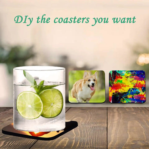 100 Piece Sublimation Coaster Blanks Set 4x4 Inch Square Rubber Base Neoprene Coasters With Thermal Transfer Layer