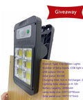 Clip garden light with COB light source, USB output 5V/1A, mounted on wood, black casing, giveaway sign.