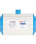 Straight Fire Double Acting Pneumatic Actuator With Precision Control Air Cylinder For Aluminum Valve Damper No Sweat Install And Smooth 90 Or 120 Degree Rotation Built Tough For High Octane Workshop Life - Front view showing details and specs.