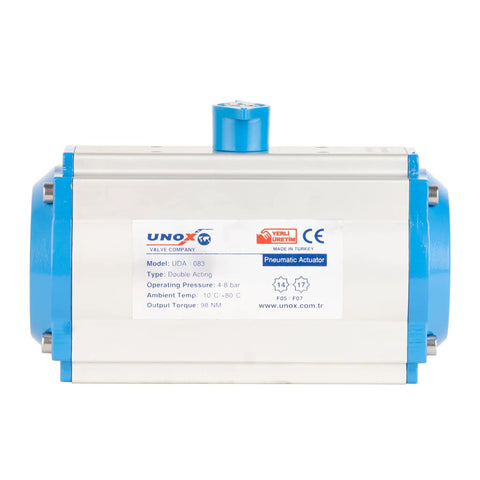 Straight Fire Double Acting Pneumatic Actuator With Precision Control Air Cylinder For Aluminum Valve Damper No Sweat Install And Smooth 90 Or 120 Degree Rotation Built Tough For High Octane Workshop Life - Front view showing details and specs.
