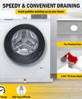 Heavy Duty 28 By 30 Inch Stainless Steel Washing Machine Drain Pan With Four Anti Vibration Feet Floor Saver, drain hole visible