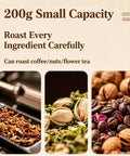 Top Shelf Electric Coffee Bean Roaster With Smooth Drum Rotation And No Sweat Temp Control Featuring Smart Timer And Built In Thermometer To Roast Nuts And Spices For Your Chill Home Brewing Setup, showcasing ingredients for roasting.
