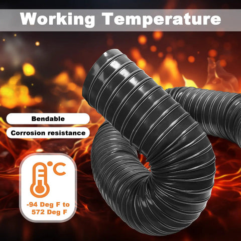 2 Inch Silicone Coated Fiberglass Air Duct Hose, 3.3 Feet Long, Flexible Cooling Ducting With Sprung Steel Wire, Handles High Heat