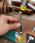 Close-up of 14 Size Leather Corner Punch Set With Half Round And Quarter Round Punches, Rubber Hammer for DIY wallet making
