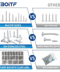 Comparison of the 600 Piece 304 Stainless Steel Wood Screws Set With 18 Sizes and alternative products