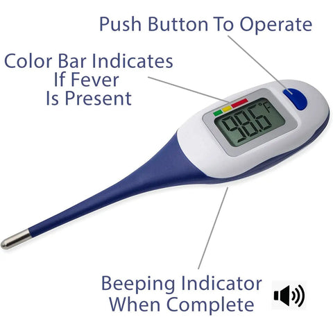 Large Face LCD Digital Thermometer For Adults And Kids With Fast 10 Second Fever Check And Instant Read Easy To Read Display Battery Included Perfect For Home Health Care, blue handheld thermometer